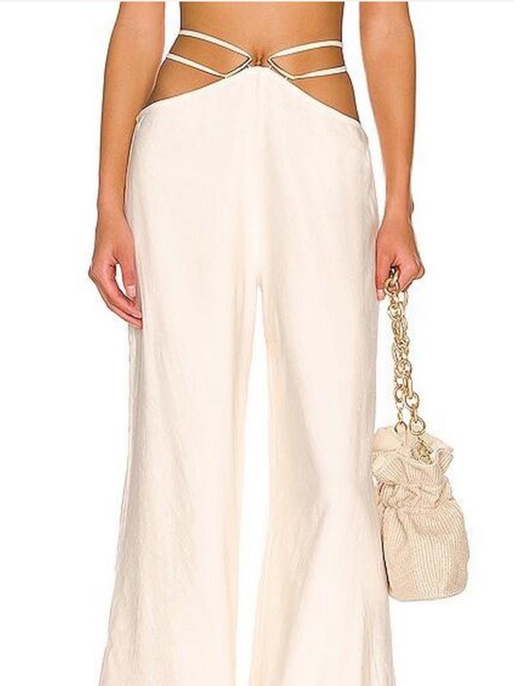 cult gaia Cream Wide-Leg Cutout Jumpsuit